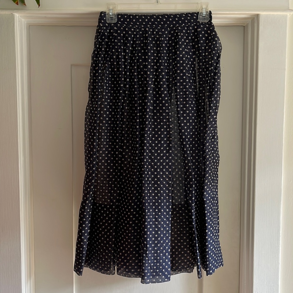 Vintage organza navy/beige polka dot skirt